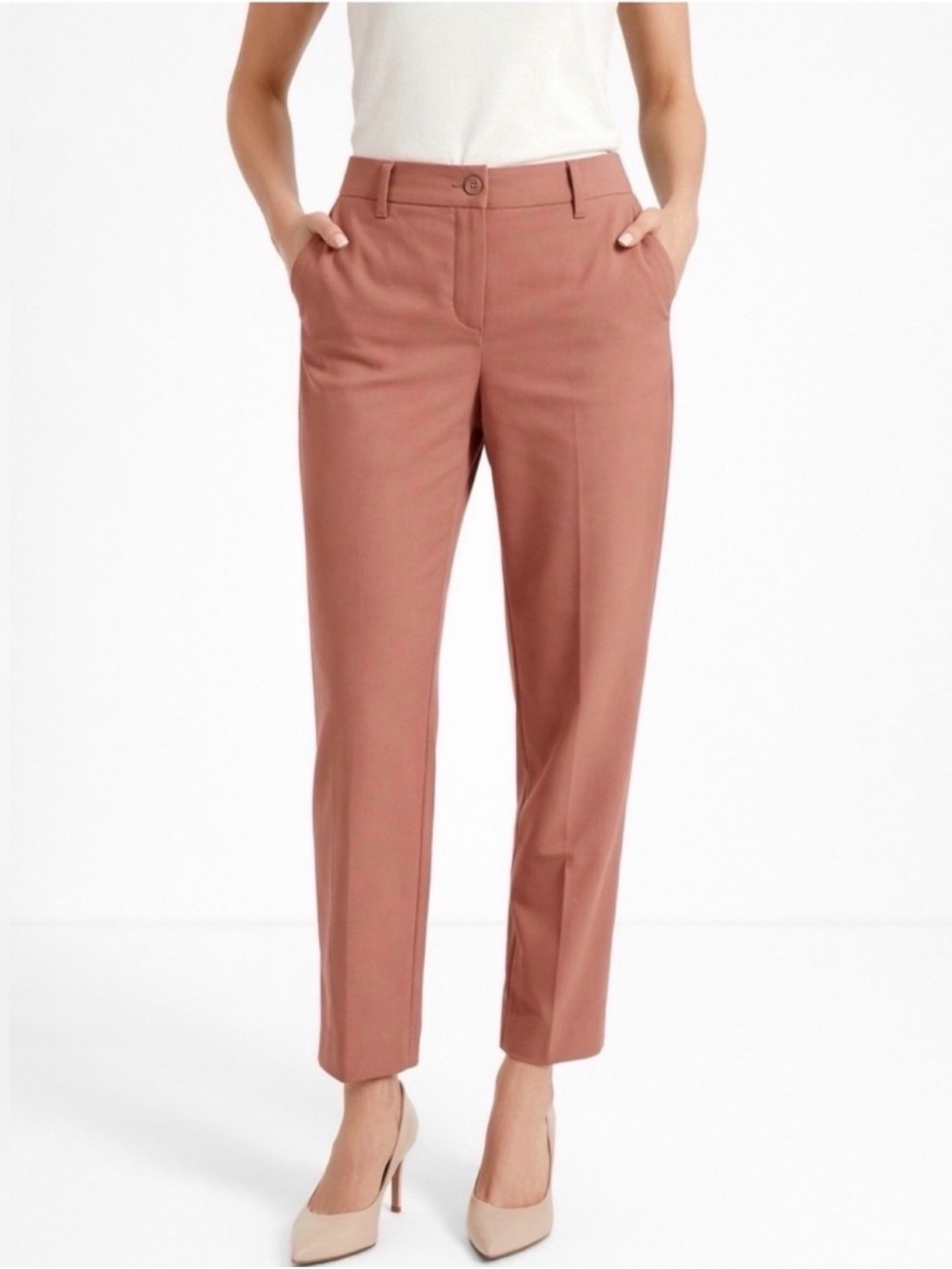 NWT Wildfang The Empower Trouser Dusty Rose /Rose Brown Straight Leg Pant Sz 4